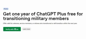 免费送一年 ChatGPT Plus！