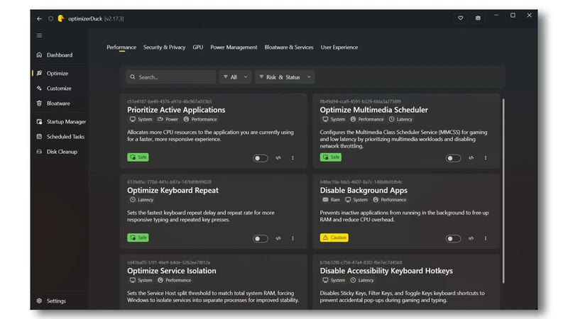 optimizerDuck - Windows 系统优化工具