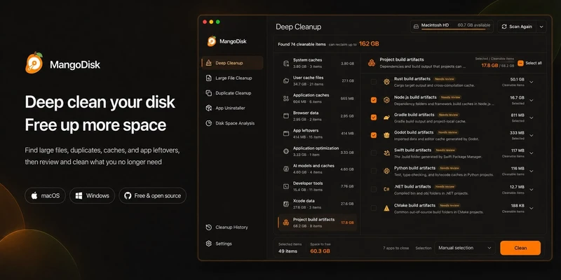 MangoDisk - 磁盘清理和磁盘空间分析工具