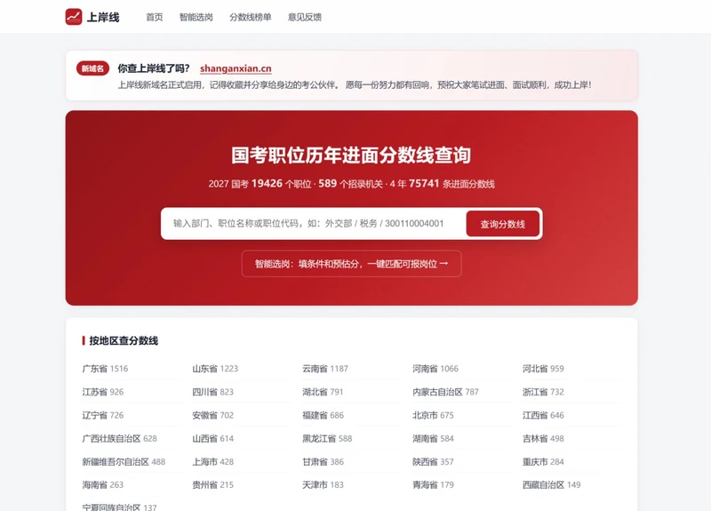 国考进面分数线查询网站