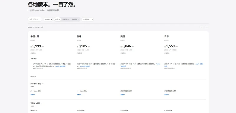 iPhone多地区版本对比工具，可将不同销售地区的官方本币及换算价格