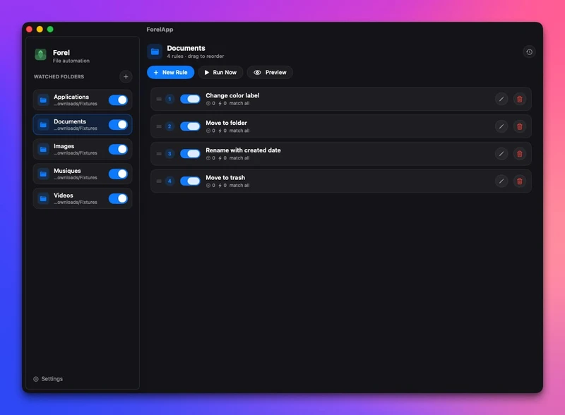 Forel - 一个开源的 macOS 文件自动化工具