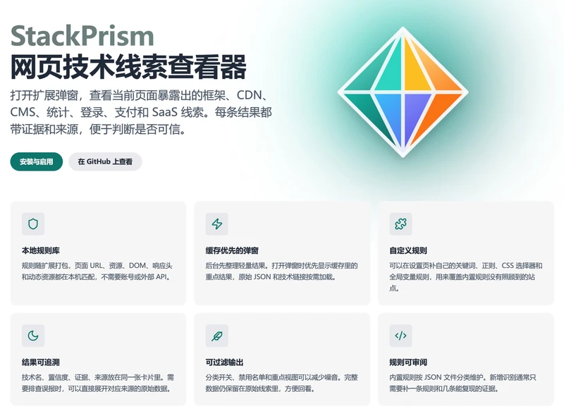 StackPrism（栈棱镜） - 一个开源的网页技术栈检测工具