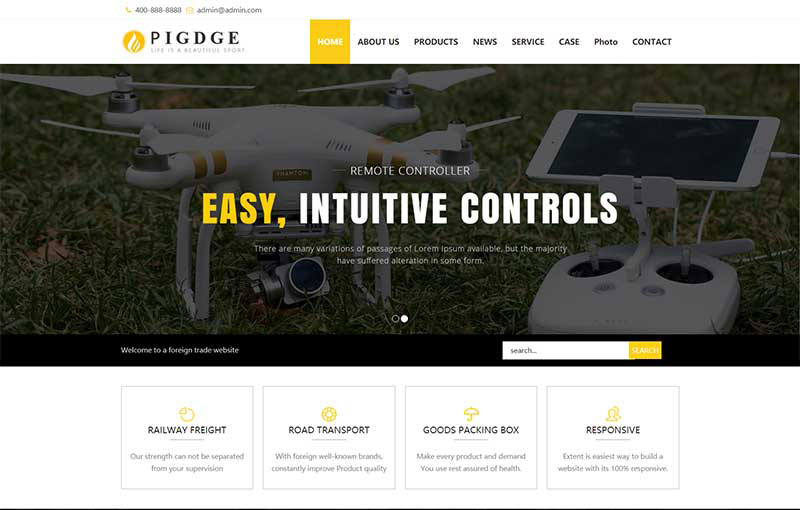 (自适应手机端)响应式五金电器出口英文外贸类网站pbootcms模板 HTML5五金电子产品外贸